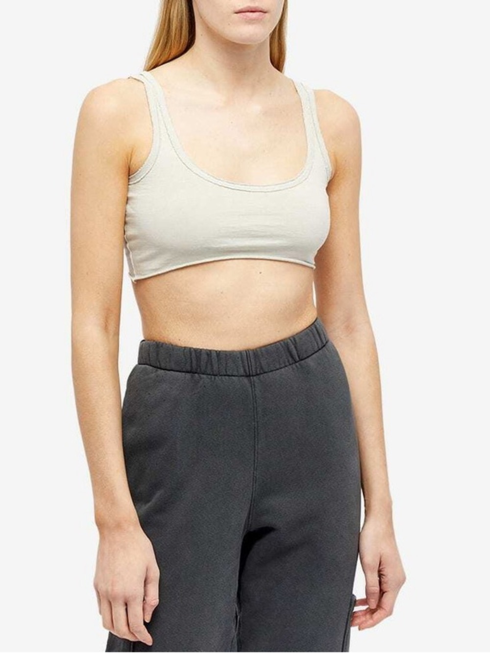 JOAH BROWN Sporty Crop Top Tank Fog Beige Grey XS Excellent Condition A398
